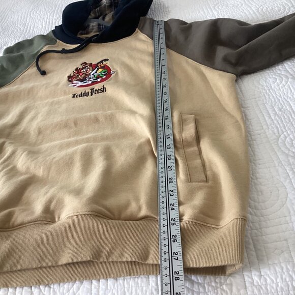 Looney Tunes X Teddy Fresh Hoodie Sweatshirt Mens Size XL Embroidered Colorblock - Picture 8 of 13